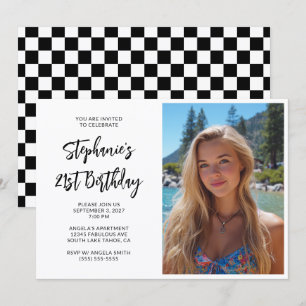 Svart fet skriptfoto 21-årsdag inbjudningar