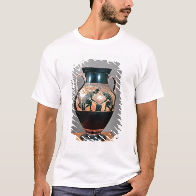 Svart-figur amphora som visar Ajax och Achilles, Tee (Framsida)