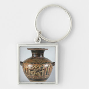 Svart-figur hydria fyrkantig silverfärgad nyckelring
