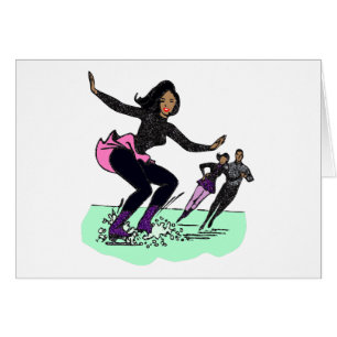 svart figur skater hälsningskort