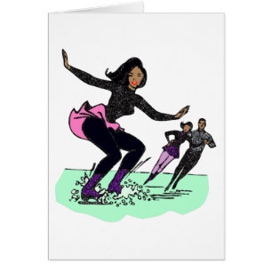 svart figur skater hälsningskort