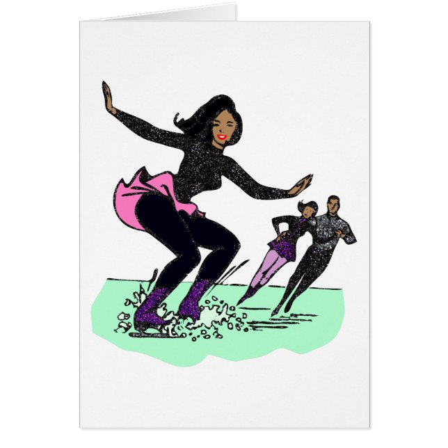 svart figur skater hälsningskort (Framsidan)