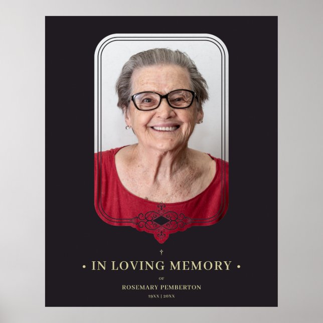 Svart Filigrän Ornamentalt Flourish Begravnings Fo Poster (Framsidan)