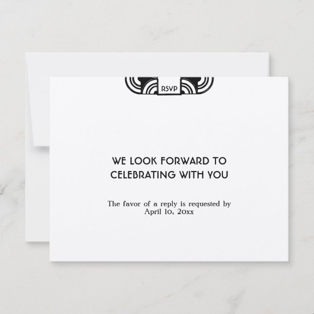 Svart filt dekorativt bröllops kuvert svar respons (Framsida)