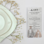 Svart fintvätt av kalligrafi, Elegant Photo Bröllo Meny<br><div class="desc">Elegant bröllop-menyn med en känslig calligraphy-skriptläsmeny och ditt foto. Lägg till namn,  bröllop-datum och bröllop-menyn tillsammans med ett foto på er två. Elegant bröllop-personlig med ett romantiskt foto. personlig på bröllop-menyn med datum för namn och bröllop.</div>