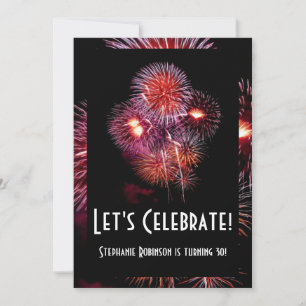 Svart Fireworks 30:e/födelsedag/part-inbjudan Inbjudningar