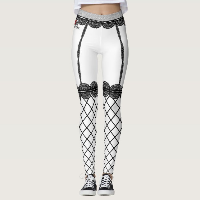 Svart Fishnetdamasker Leggings (Framsida)