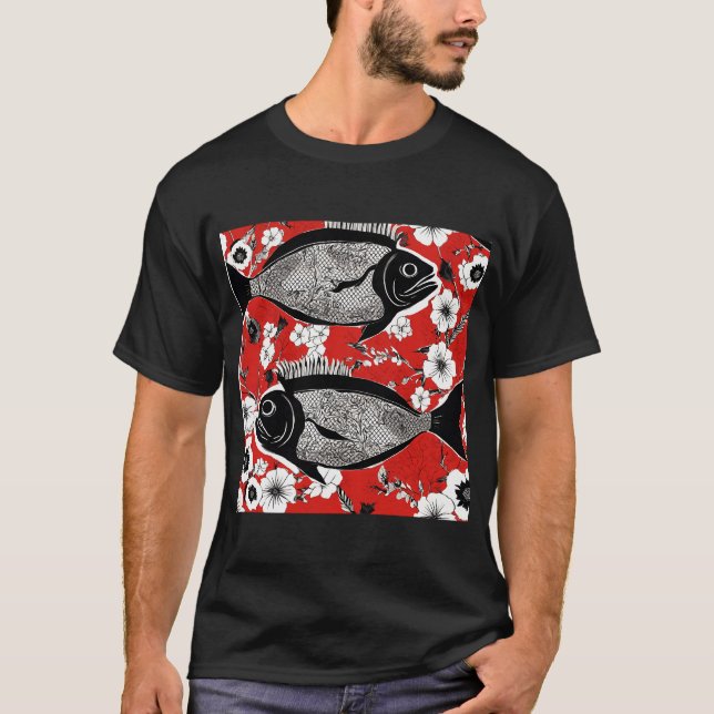 Svart fisk t shirt (Framsida)
