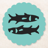 Svart fiskhaj utformad akvamarin Pisces zodiac