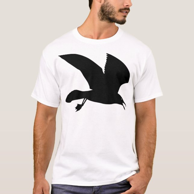 Svart fiskmås som Soaring till och med luften Tee Shirt (Framsida)