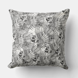 svart fiskspegel vit kudde