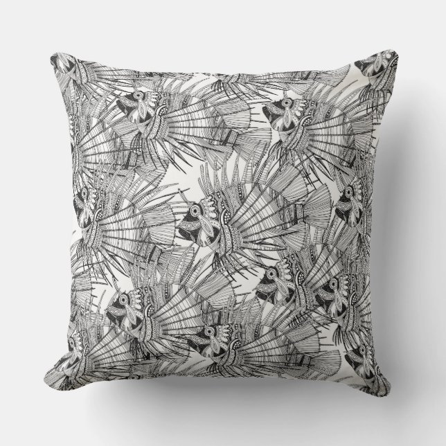 svart fiskspegel vit kudde (Framsida)