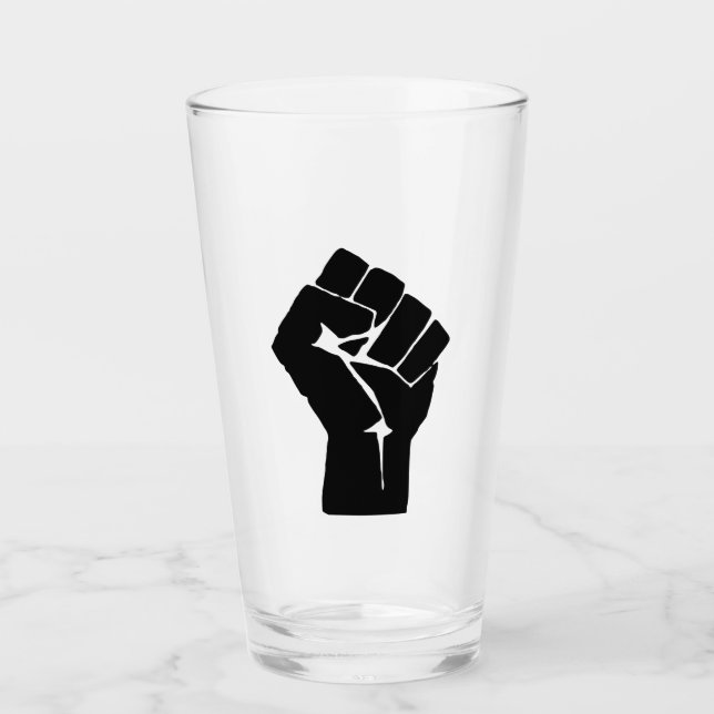 Svart fist-upphöjt - Motståndstest Glaskopp (Framsida)