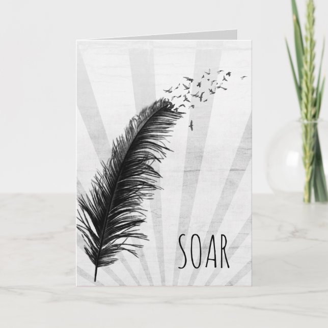 Svart fjäder och fåglar Studenten Kort (Framsida)