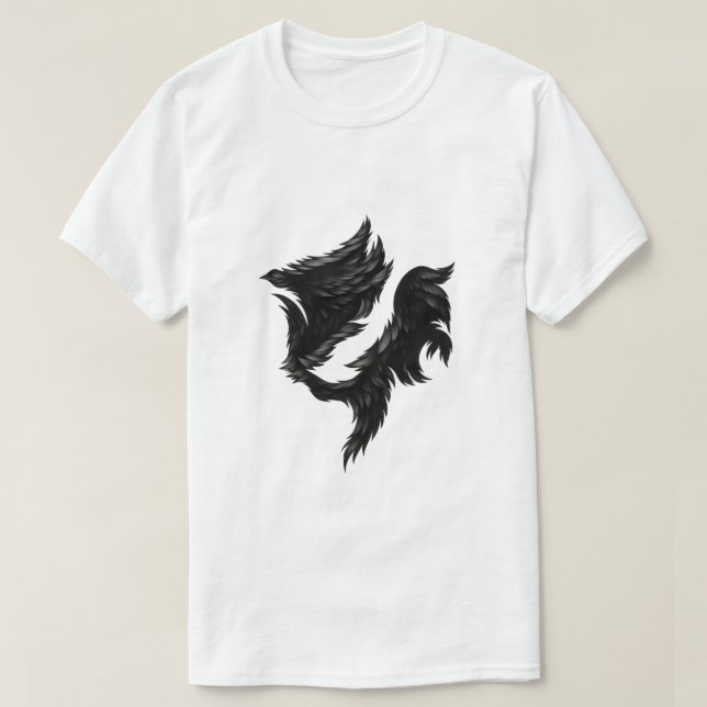 Svart fjäderhäst – Surreal skuggform T Shirt (Design framsida)
