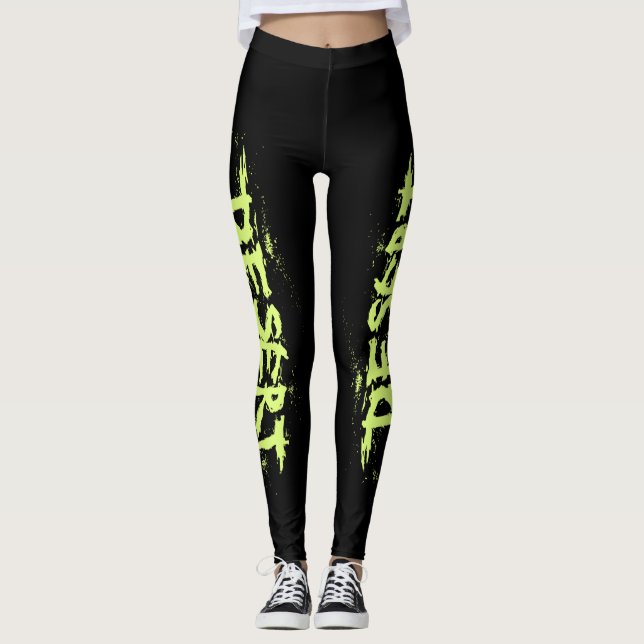 Svart fjädrar med GW-logotyp Leggings (Framsida)