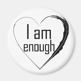 Svart fjädrat hjärta "Jag är nog" Magnet