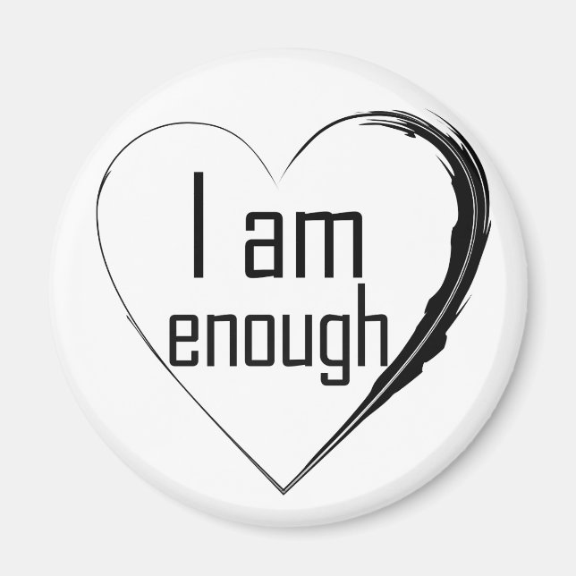 Svart fjädrat hjärta "Jag är nog" Magnet (Framsidan)