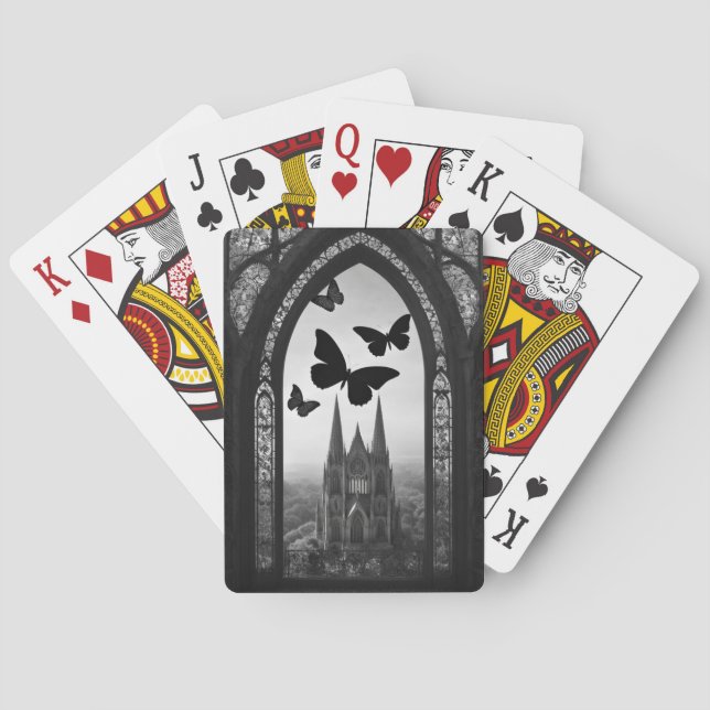 Svart Fjäril Gothic Casinokort (Baksidan)
