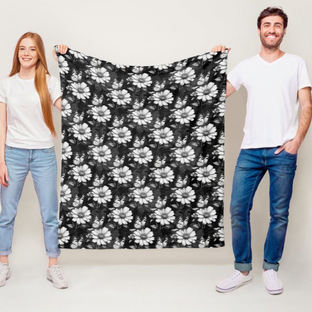 Svart fjäril på nedre Mönster-design Fleecefilt (Skapare uppladdad)
