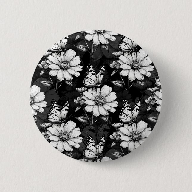 Svart fjäril på nedre Mönster-design Knapp (Framsida)
