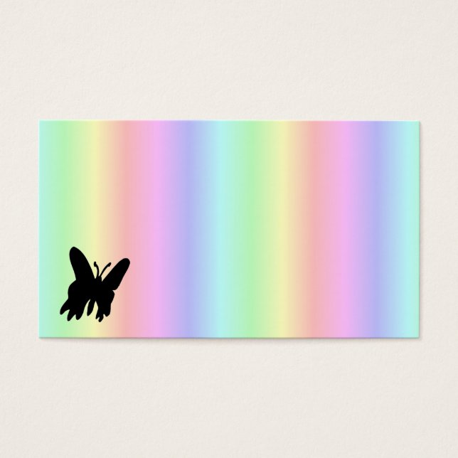 Svart fjäril på regnbåge visitkort (Framsidan)