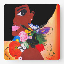 Svart fjäril - väggklocka