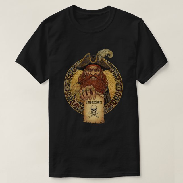 Svart Fläck Piratvarning T Shirt (Design framsida)