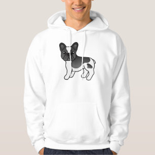 Svart fläckig fransk bulldogg Söt serietecknad hun Hoodie