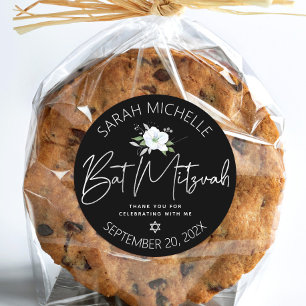 Svart Fladdermus Bar Mitzvah Silvermanus Skript Bl Runt Klistermärke