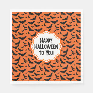 Svart Fladdermus Halloween med anpassad Orange Pappersservett