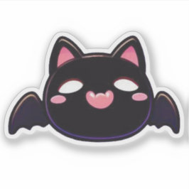 Svart fladdermus Katt - Kawaii flygande kattunge Klistermärken
