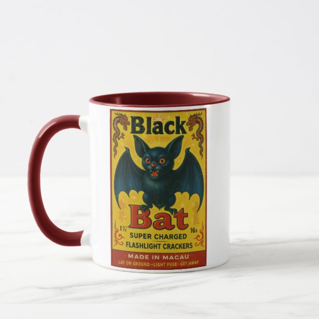 Svart fladdermus-smällare Vintage-mugg Mugg (Vänster)