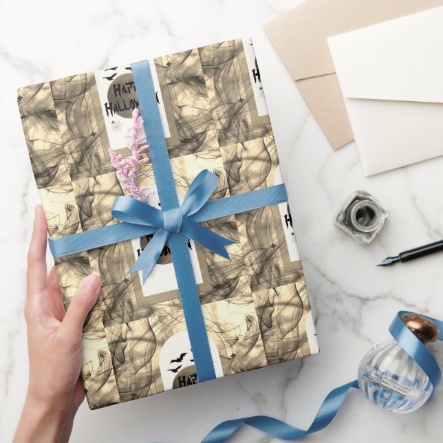 Svart Fladdermus-taloky, full Moon Happy halloween Presentpapper (Gifting)