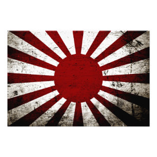 Svart flagga för sol för GrungeJapan resning Fototryck