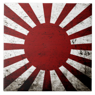 Svart flagga för sol för GrungeJapan resning Kakelplatta
