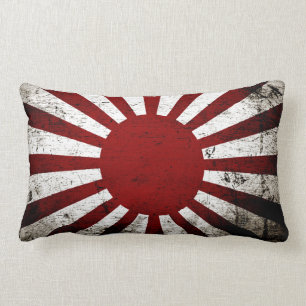 Svart flagga för sol för GrungeJapan resning Lumbarkudde
