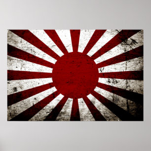 Svart flagga för sol för GrungeJapan resning Poster