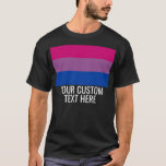 Svart Flagga LGBT-Anpassningsbar T Shirt<br><div class="desc">Bisexual Flagga LGBT Rainbow Rand Anpassningsbar Text Black T-Shirt</div>