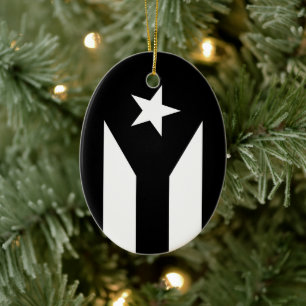 Svart flagga Puerto Rico Julgransprydnad Keramik