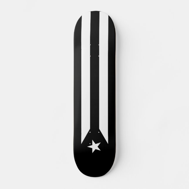 Svart flagga Puerto Rico Mini Skateboard Bräda 18,5 Cm (Framsida)