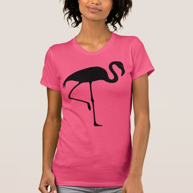 Svart FlamingoSilhouette för klassiker Tee (Framsida)