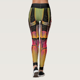 Svart flammande baljväxter leggings