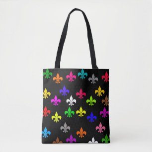 Svart flerfärgad Fleur-de-lis Mönster-design Tygkasse