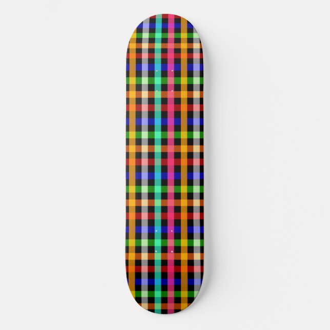 Svart flerfärgad Gingham Play Mönster Design Mini Skateboard Bräda 18,5 Cm (Framsida)