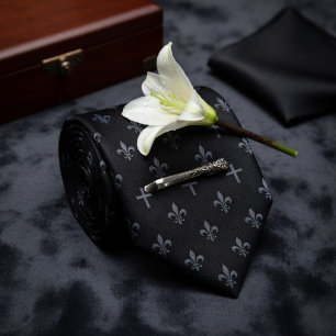 Svart Fleur-de-lis Begravning Slips