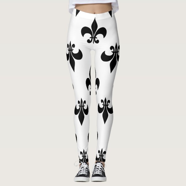 Svart fleur de lis leggings (Framsida)