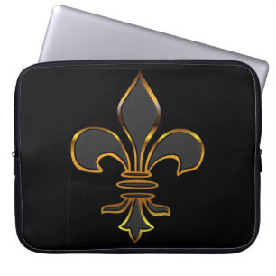 Svart Fleur-de-lis som klippas i guld Laptop Fodral