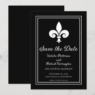 Svart Fleur de Lis Spara datum inbjudan
