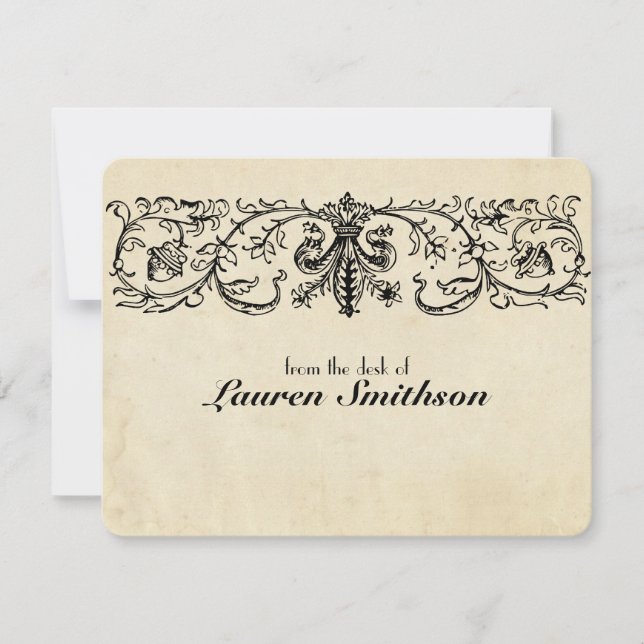 Svart Fleur personlig Notecards Inbjudningar (Framsida)